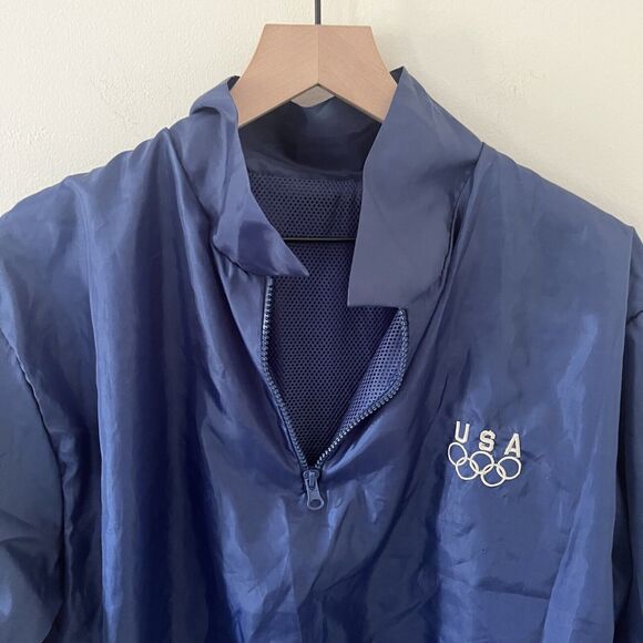 Vintage USA Olympics Windbreaker Jacket Sz Extra Large (XL) Blue Mesh Lining - Picture 4 of 6